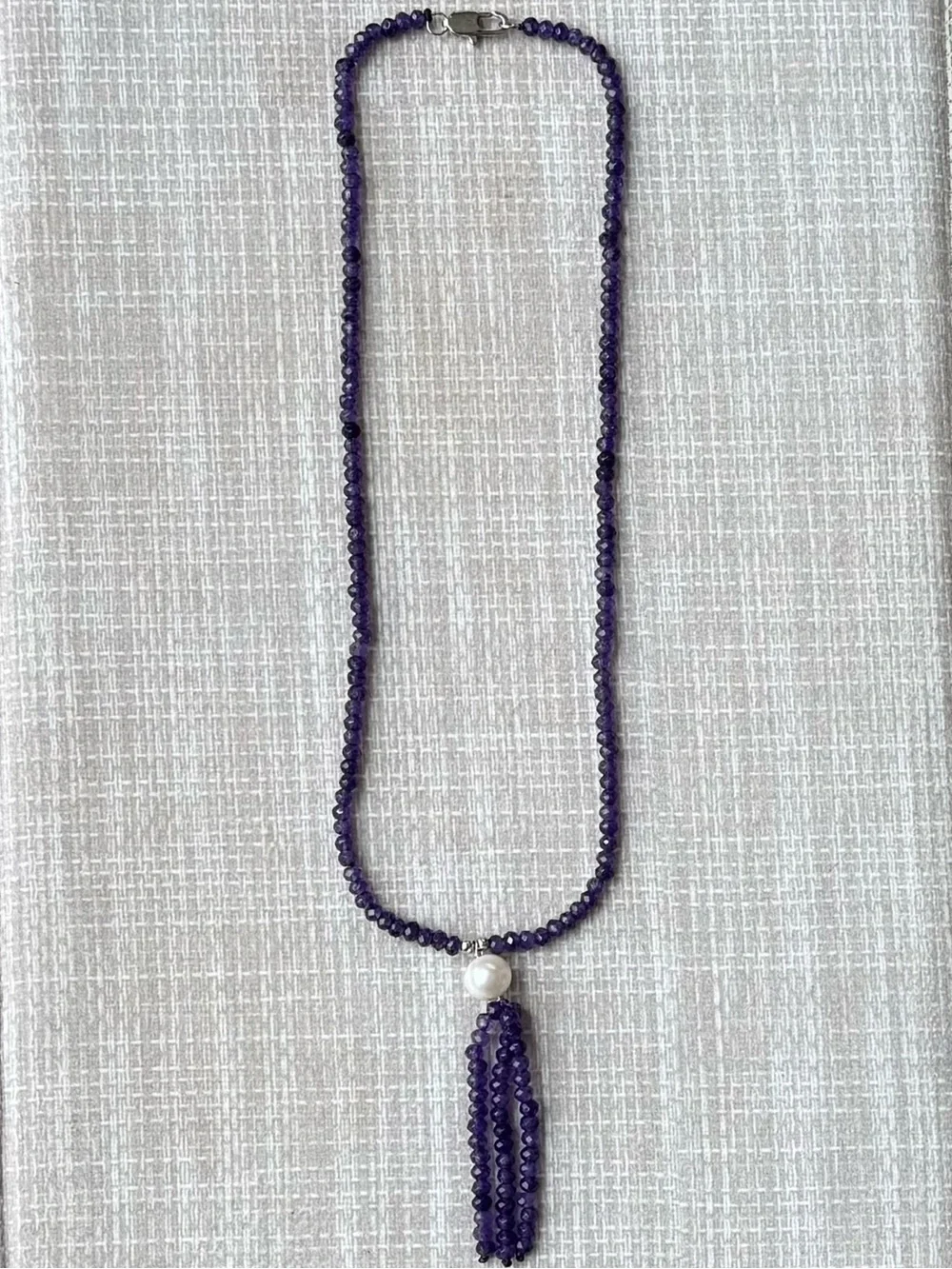 NWOT Tuckernuck Amethyst and Pearl Tassel Necklace